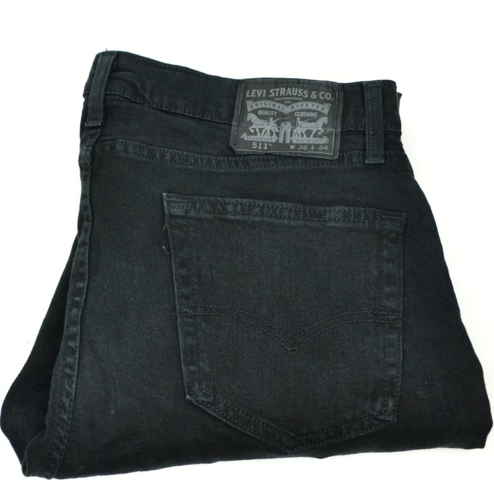 Levi's 511 Men's Size W36 L34 Black Straight Fit Denim Jeans